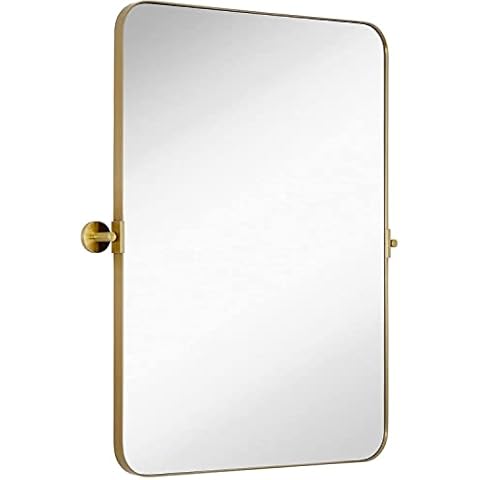 Hamilton Hills Black Metal Framed Bathroom Mirrors for Over Sink - Large Bathroom Mirror with Adjustable Pivot for Horizontal or Vertical Installation - Modern Design for Wall - 24 x 36 Inch Cover