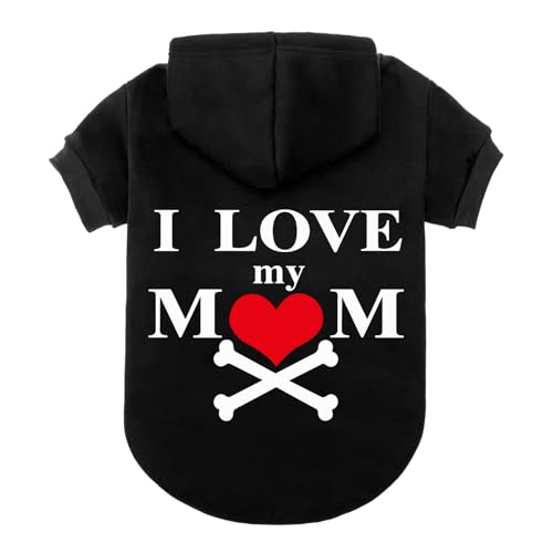 EXPAWLORER Dog Hoodie-Soft and Warm Dog Sweaters, Pet Clothes Autumn Winter Coat Sweatshirt with I Love My MOM Print for Puppy,Cat, Small Medium Large Dogs