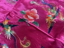Amazon.co.jp: 中国 シルク100%布 180×140cm 刺繍 鳥 古典柄 大きな布 