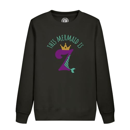 Sweatshirt enfant pour fête d'anniversaire sur le thème sirène 7 ans