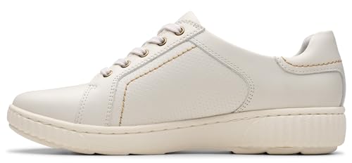 Clarks Clarks Women's Caroline Janna Leather Side Zip Fashion Sneaker, White Leather, 7.5