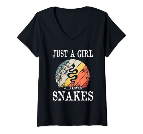 Donna Just A Girl Who Loves Snakes Maglietta con Collo a V