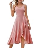 DRESSTELLS Women's Cocktail Dress, Spring Formal Wedding Guest Church Bridesmaid Aline Evening Prom Midi Dresses for Teens Blush Size in M