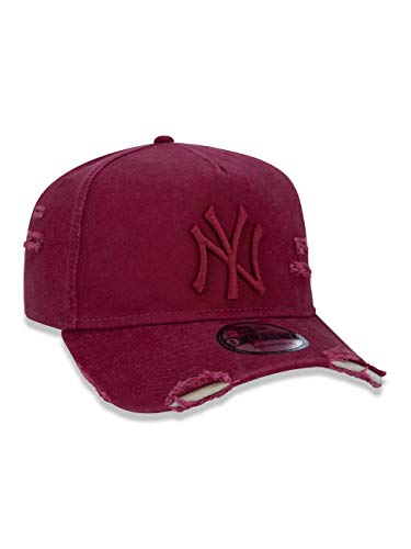 BONÉ NEW ERA 9FORTY A-FRAME ABA CURVA AJUSTÁVEL DESTROYED MLB NEW YORK YANKEES VERMELHO ESCURO