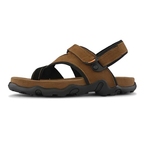 Image of Centrino Men's Sandals | Stylish Strap Sandal with Grip Insole | Adjustable Velcro Strap | Cushioned Footbed | Rubber Sole| Comfortable Casual Footwear for Office, Travel & Walking (9584)