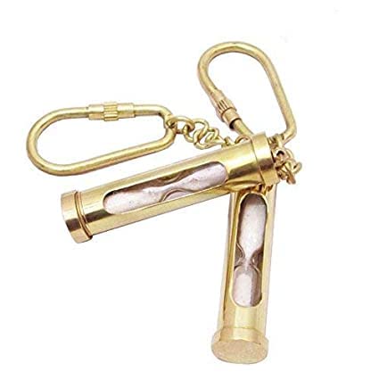 Nautical Collection NTL Key Ring Polish Brown 1 Min Sand Timer Key Ring ( 2 PCS )