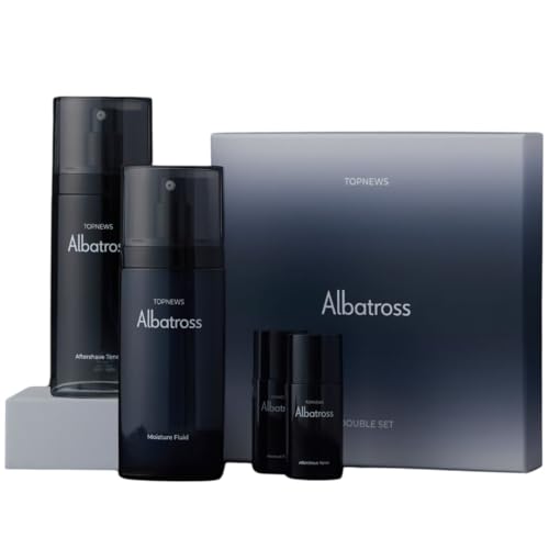CHARMZONE Albatross Skincare for Men Aftershave Toner and Emulsion Set Father's Day Gift Set Hydrating Moisturizing Nourishing Toner+ Fluid + Travel size Total of 10.5 fl.oz