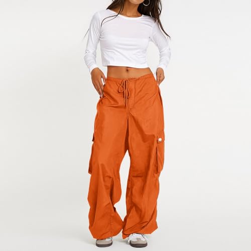 fanmpghleoo Baggy Cargo Pants Women Drawstring Elastic Waist Parachute Pants Woman Lightweight Hiking Trousers with Pockets2