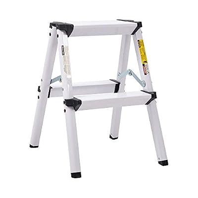 Livebest 2 Folding Step Stools for Adults, Light Weight Aluminum Step Ladder with a Secure Standing Platform for Office Home 330 lbs Capacity (19" H)