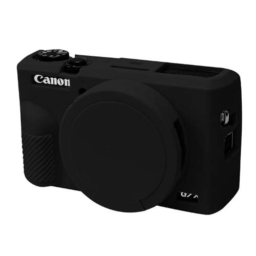 Easy Hood Case for Canon Powershot G7 X Mark III Digital Camera Soft Silicone Protective Cover with Removable Lens Cover for Canon Powershot G7X Mark III DSLR Camera Classic Black