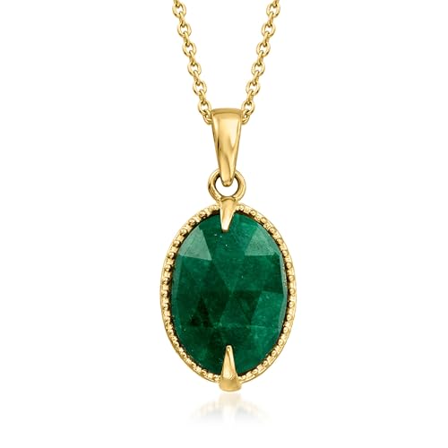 Ross-Simons 5.00 Carat Emerald Pendant Necklace in 18kt Gold Over Sterling. 18 inches