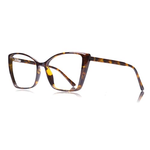 Image of Blue Light Blocking Glasses for Women, Oversized Trendy Cat Eye Computer Gaming Glasses Anti Glare & UV Glare RF6204 (Coco Tortoise Cateye Frame)