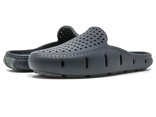 Floafers Sunset Slide - Unisex Slides - Sectional Traction - Utility Hole at Heel - Scuff-Proof Rubber Outsole Black/Asphalt Men's 12, Women's 14 Medium