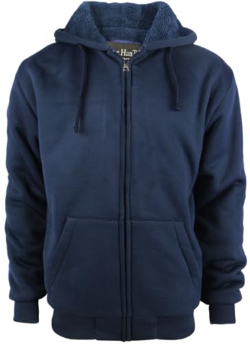 LeeHanTon Men's Heavyweight Sherpa Lined Hoodies Thick Fleece Full Zip Up Warm Workout Winter Sweatshirt Jackets