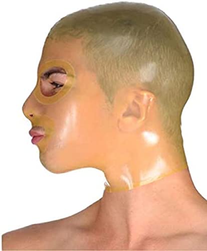 Braune Latex-Maske Aus Gummi, Unisex-Kapuze, Einzigartige Kleidung Für Partys,Transparent,Mittel