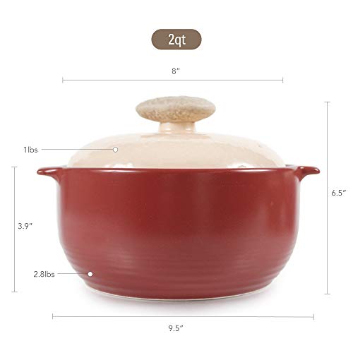 Neoflam 2 Quart Non-Stick Ceramic Casserole Pot, Dutch Oven, Clay Pot, Stockpot for Stew, Soup, Steam, Scratch Resistant, Refrigerator, Oven Safe, Heat Resistant up to 752F with White Lid, Plum Color - Thumbnail 6