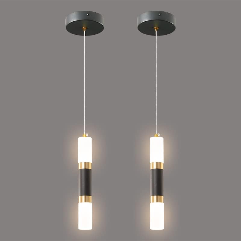 Image of Modern Kitchen Island Light Fixture Dimmable LED Black Mini Pendant Light Bedroom Bedside Table Black Gold Small Pendant Lighting (2-Pack)