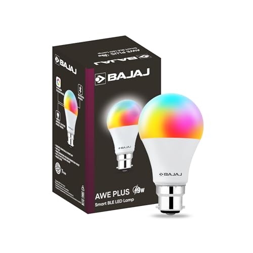 Bajaj 9W Wifi Smart LED Bulb |Bluetooth enabled B22D |16 million colors |4 Star Rated | Energy Efficient | Long Life & 240 Volts | 1 Year - Warranty (Pack Of 1 & Multicolour)