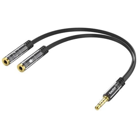 KINGTOP Headset Splitter, 3.5mm Headphone Mic Splitter Cable for Headset with Separate Audio Microphone Jacks, Microphone Headphone Splitter (Not for Dual Audio Headphones) Cover