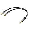 KINGTOP 3.5mm Headphone Mic Splitter Adapter - [1 Male to 2 Female] Headset Splitter Compatible with PC Gaming Headsets - TRRS Audio & Microphone Y Cable for Laptop, PS4, Xbox One, Android