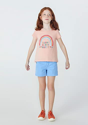 Blusa Infantil Menina Manga Curta Com Estampa Marrom Claro 010
