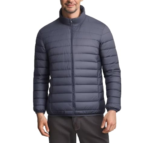 Image of MADHERO Mens Puffer Jacket Packable Lightweight Water-Resistant Stand Collar Down Alternative Puffy Outerwear Coat