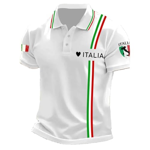 Polo de football italien 2025 pour homme - T-shirt à col en V unisexe à manches longues pour homme, blanc, L