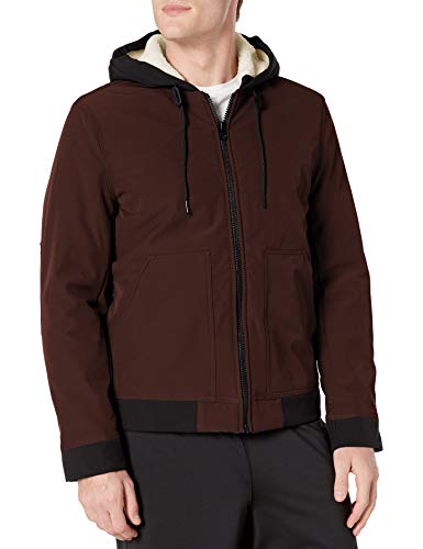 Lucky Brand Men's Sheridan Soft Shell Jacket with Sherpa Lined Hood, Burgundy, Large