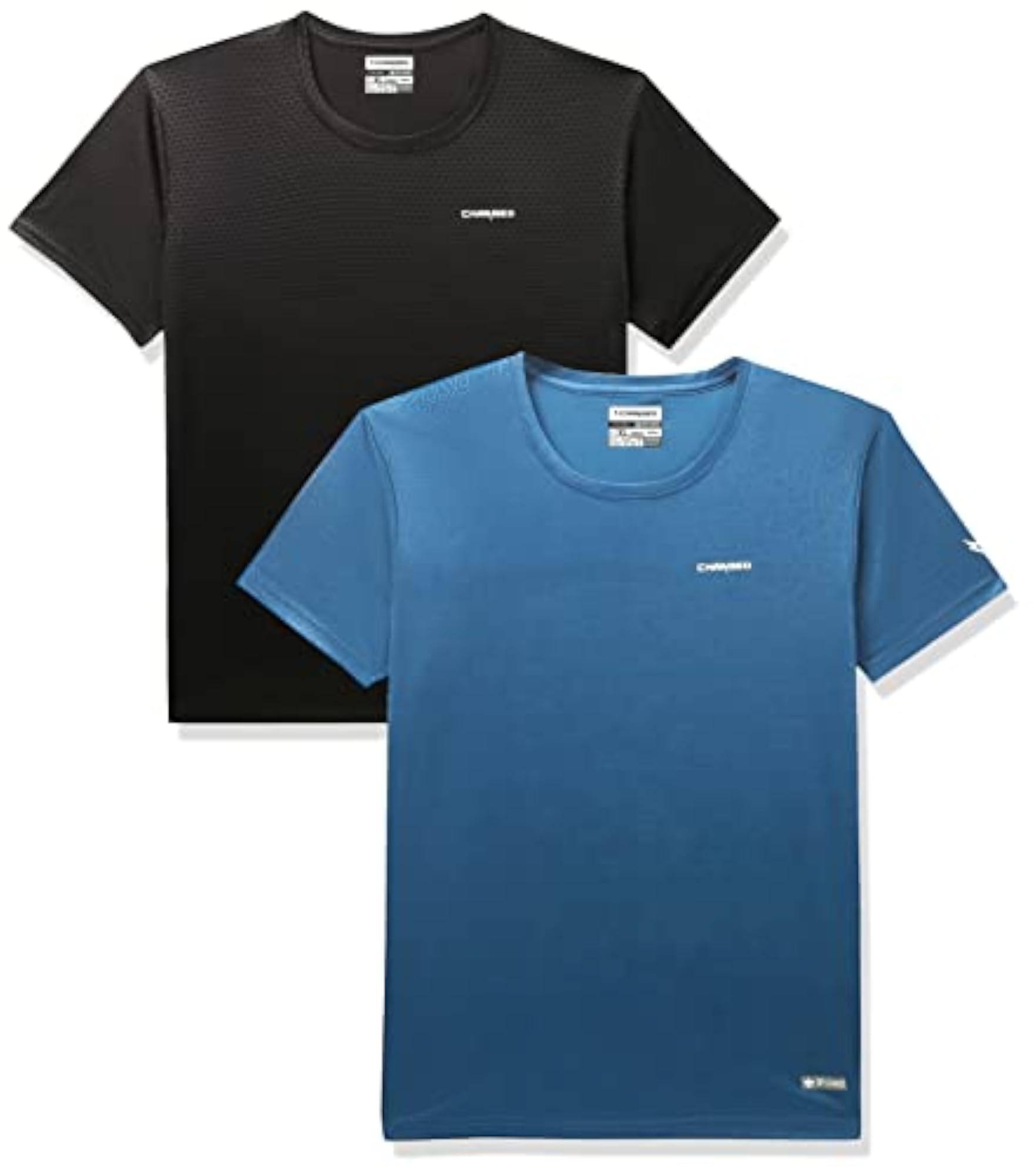 Hexagon Emboss Round Neck Sports T-Shirt in Black, Size XL