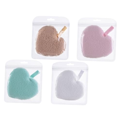 MUCKLILY Spugne Struccanti Cuore 4 Pezzi Spugna Detergente Viso Riutilizzabile per Pulizia Quotidiana e Rimozione Trucco, per Donne e Uomini Cura Pelle Delicata