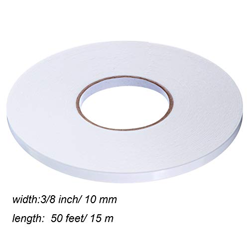 Image of Tatuo 2 Rolls Double Sided Foam Tape 3 /8 Inch by 50 Feet White PE Foam Tape Sponge Soft Mounting Adhesive for DIY Craft Picture Poster Hanging