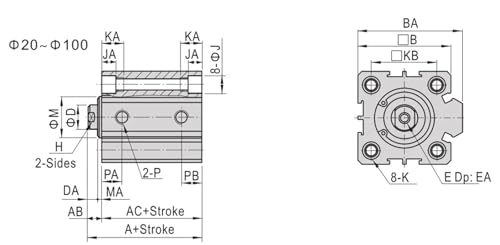 Vérin pneumatique SDA40X30SB pour résoudre les manques de place