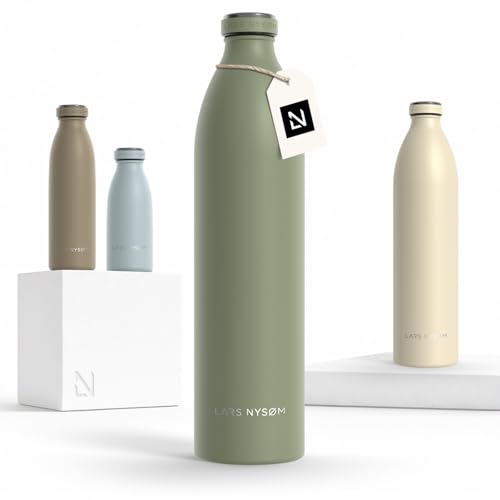 Image of LARS NYSOM Stainless Steel Insulated XL Water Bottle 12oz 17oz 25oz 34oz 51oz | Insulated Thermo Flask for Hot and Cold Beverages | Leakproof Drinking Bottle (Sage Green, XL 50.7oz)