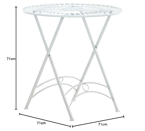 Table de jardin ronde fer solide Tegal table terrasse blanche