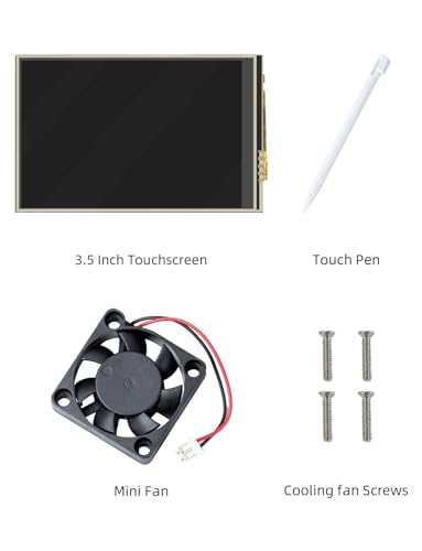 Image of CUQI 3.5 Inch Touchscreen for Raspberry Pi 5, 480 x 320 Pixel 60 FPS Mini Monitor with Stylus and Mini Fan for Raspberry Pi 3 /4 /5
