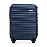 WITTCHEN Valigia da Cabina Trolley Bagaglio a Mano a rotelle piccola Trolley guscio duro ABS 4 ruote spinner Serratura a combinazione Maniglia telescopica Groove Line blu navy Ryanair/ITA Airways