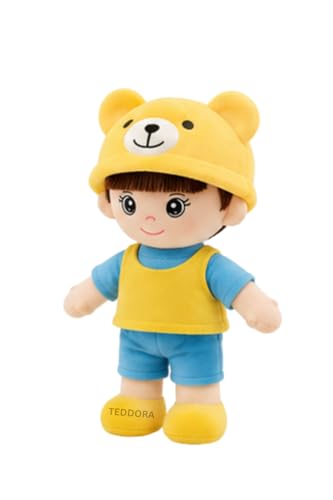 Image of Addie boy Soft Toy for Girls Boys Kids, Yellow&Sky Blue, Doll Plush Stuffed Baby Teddy Gift Birthday, 40 cm