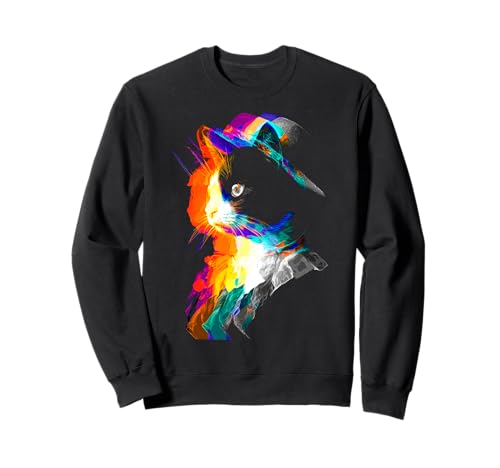Minuet Colorido Gato Amante Dibujo Motivo Ilustración Sudadera