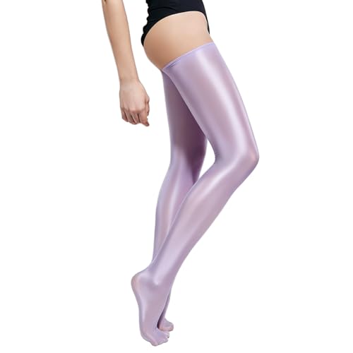 BLESO Mens Shiny Thigh High Stockings Sexy Socks Sissy Crossdress Clothes Oil Glossy Lingerie for Men Femboy Gay and Women