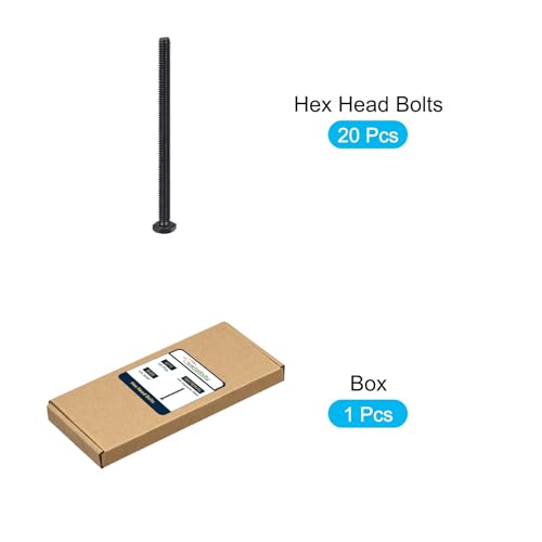 Image of METALLIXITY Hex Head Bolts (1 /4-20 x 6) 20Pcs, 304 Stainless Steel 18-8, Fully Threaded, External Hex Drive, Hex Head Screw Bolt, Black Oxide
