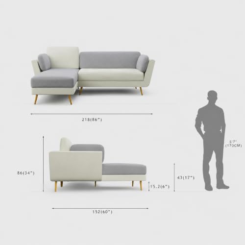 Image of Nuvola Air Premium Latex Fabric Sofa | 3, 4 & 5 Seater Options | Single & Dual-Tone Variants | Ultra-Soft Deep Seating Comfort | Modern Living Room Sofa | 3-Year Warranty (Grey & White, 4)