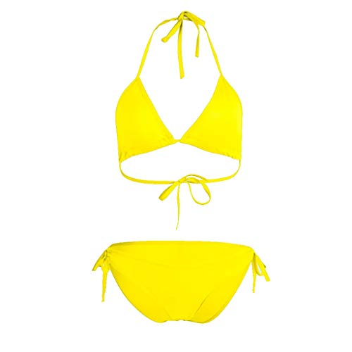 Genérico Bikini Tallas Grandes Mujer Biquini Establece tamaño Pieza más Mujeres Traje de baño Beachwear Traje de baño Tankinis Conjunto Naranja Pecho (Yellow, XL)