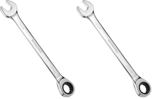 Image of WORKPRO 13 mm Ratcheting Combination Wrench, Mirror Polish Chrome Plating (Pack of 2)
