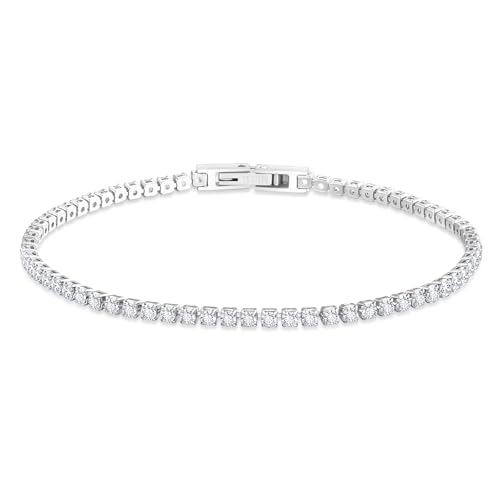KRKC 14K White Gold Plated Tennis Bracelets for Women, Birthday G...