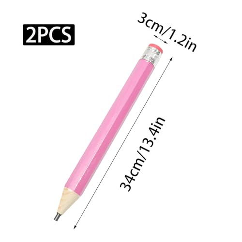 2 Lápices Gigantes de Madera 13.4 Pulgadas Rosas miniatura 2