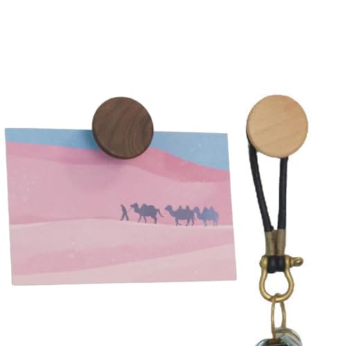 2Pcs Heavy Duty Organization Magnetic Coat Hooks, Versatile Elegant Wooden Hooks to Hang Tools, Backpack, Umbrella, Garden Hoses Ropes, Kitchenware in Warehouses, Cruise (Round)