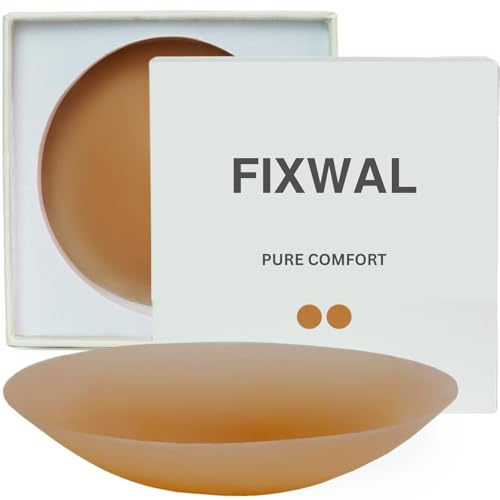 Fixwal Nipple Covers for Women No Show Silicone Pasties Sticky Adhesive & Reusable Strapless Invisible Bra with Travel Box (Almound Small)