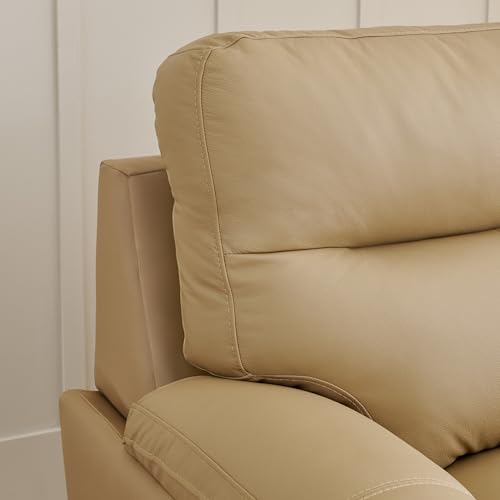 Image of Home Centre | Winchester | Half Leather|Solid Wood | 1 Seater Sofas | Beige | 1 Year Warranty