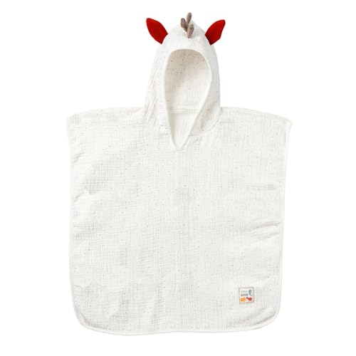Fehn 056457 - Poncho de baño de algodón orgánico con diseño de cebra para bebés y niños pequeños a partir de 12 meses - Tamaño: 55 x 110 cm