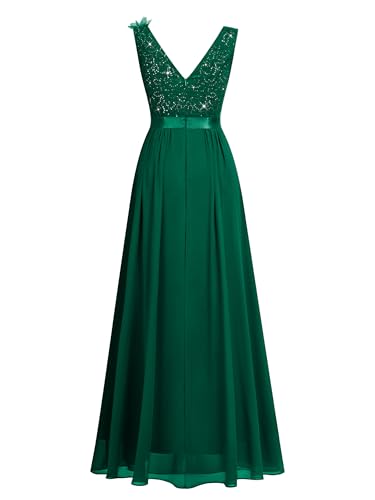 Image of Miusol Women's Vintage V-Neck Sequined Split Formal Evening Maxi Dress